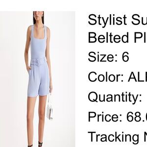 Express alpine blue belted and pleated shorts